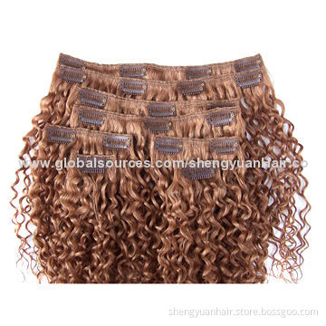 Human hair clip-on hair extension, kinky and curl